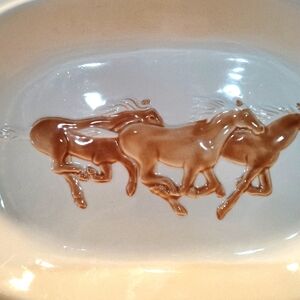 Storyteller Embossed Handled Horse Western Country Serving Dish Platter